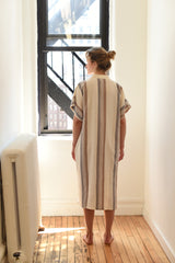 Brown Cream Nomad Short Sleeve Maxi Kaftan