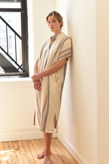 Brown Cream Nomad Short Sleeve Maxi Kaftan