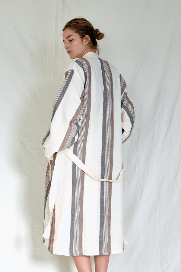 Brown Cream Nomad Long Bathrobe